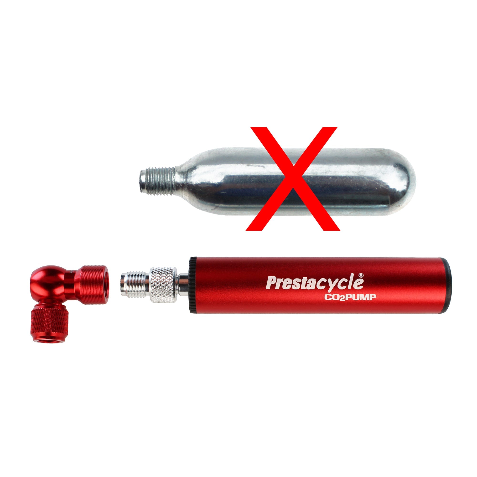 The Prestacycle GO Bundle—an 8-in-1 tool kit—replaces the need for CO2 cartridges, making it perfect for anyone carrying a tubeless plugger kit or ratcheting multi-tool.