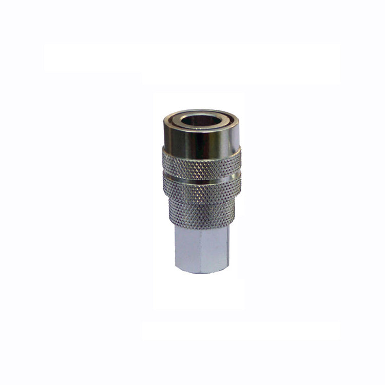 A close-up of the Prestacycle 1/4 I/M Alloy Quick Coupler by Prestacycle, featuring a CNC machined, textured grip and hexagonal base made from lightweight 6061-T6 Alloy, set against a plain white background.