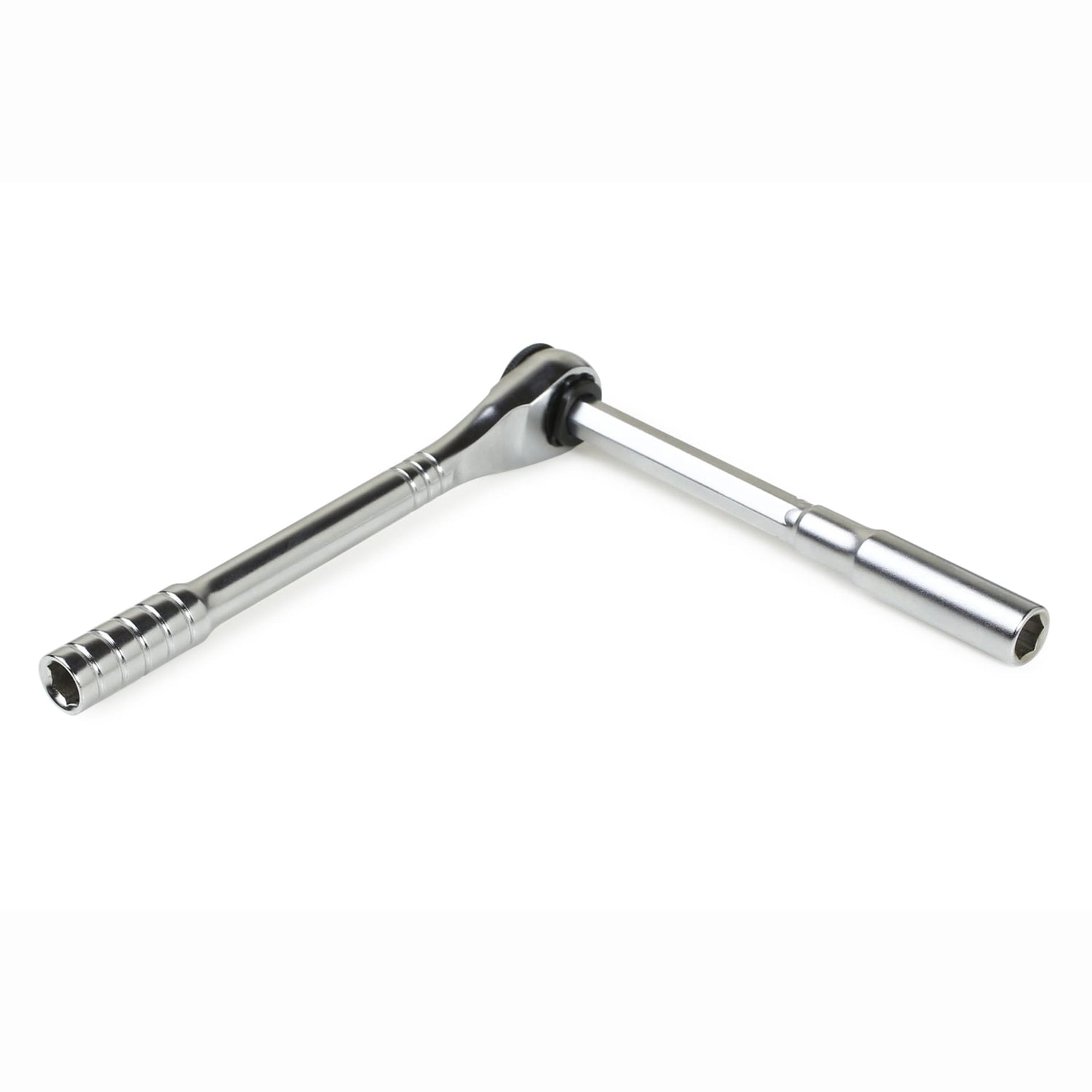 The Prestacycle T-Handle Ratchet Deluxe is a 3-way ratchet and T-handle tool kit, perfect for 1/4 inch bits or as part of your bicycle multi-tool set, featuring a long handle and right-angle socket extension.