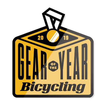 A gold and black badge stating 2019 Gear of the Year Bicycling highlights the Prestacycle T-Handle Ratchet Wallet—3 way Ratchet and T-Handle Tool Kit, with a stylized ribbon and medal at the top.