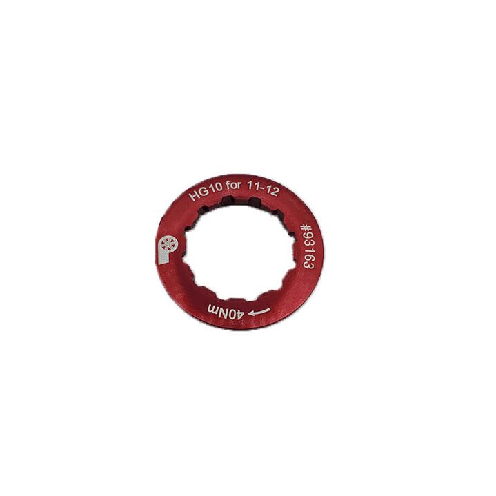 The Prestacycle Shimano HG10 Lockring Tool, in red alloy, fits 11-12 speed cassettes (